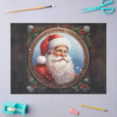 Retro Santa in Elegant Lijst Decoupage Ambachtspap Tissuepapier (Craft)