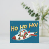 Retro Santa in Rocket Ho Ho Ho Non-Photo Christmas Feestdagenkaart (Staand voorkant)