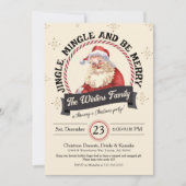 Retro Santa Jingle Mingle Be Merry Christmas Party Kaart (Voorkant)