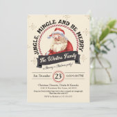 Retro Santa Jingle Mingle Be Merry Christmas Party Kaart (Staand voorkant)