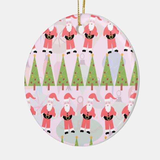 Retro Santa Keramisch Ornament (Links)