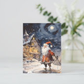 Retro santa kerst feestdagenkaart (Staand voorkant)