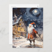 Retro santa kerst feestdagenkaart (Voorkant / Achterkant)