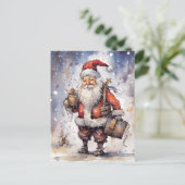 Retro santa kerst feestdagenkaart (Staand voorkant)