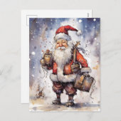 Retro santa kerst feestdagenkaart (Voorkant / Achterkant)
