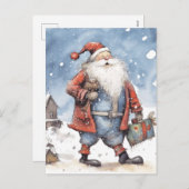 Retro santa kerst feestdagenkaart (Voorkant / Achterkant)