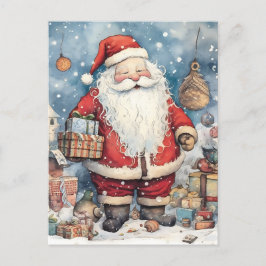 Retro santa kerst feestdagenkaart