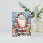 Retro santa kerst feestdagenkaart (Staand voorkant)