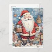 Retro santa kerst feestdagenkaart (Voorkant / Achterkant)