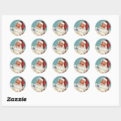Retro Santa kerst Ronde Sticker (Vel)