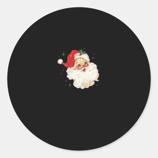  retro santa kerst sweatshirt ronde sticker (Voorkant)