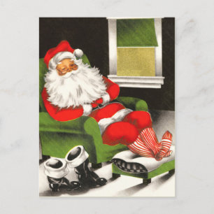 Retro Santa kerstBriefkaarten Feestdagenkaart