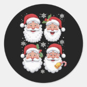Retro Santa Kerstcadeau Kerstmis Matching Familie Ronde Sticker (Voorkant)