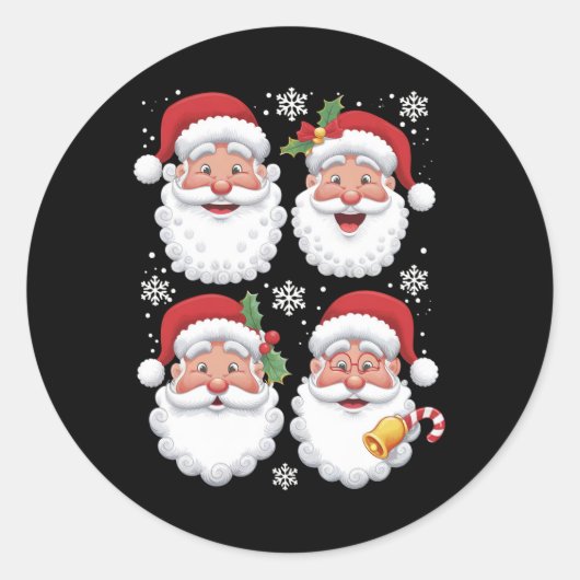 Retro Santa Kerstcadeau Kerstmis Matching Familie Ronde Sticker (Voorkant)