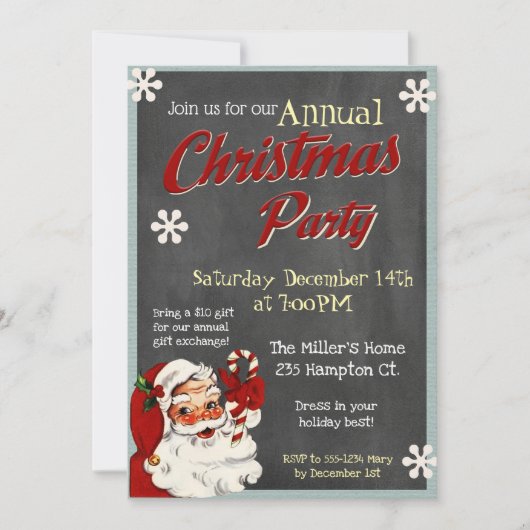 Retro Santa kerstfeest uitnodiging (Voorkant)