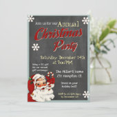 Retro Santa kerstfeest uitnodiging (Staand voorkant)