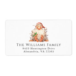 Retro Santa Kerstfeestdag Etiket