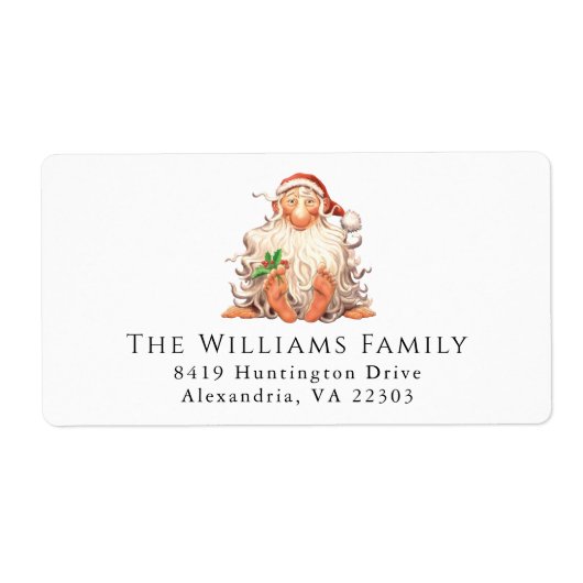 Retro Santa Kerstfeestdag Etiket (Voorkant)