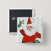  retro Santa Kerstfeestdag knop Vierkante Button 5,1 Cm (Voorkant /achterkant)