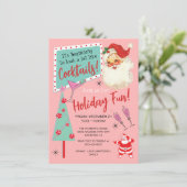  Retro Santa Kerstmis Cocktail Party Kaart (Staand voorkant)