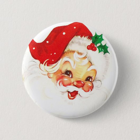 Retro Santa Kerstmis Kerstmis Badge Pin Button (Voorkant)