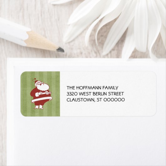 Retro Santa Kerstmis retour adreslabels Etiket (Insitu)