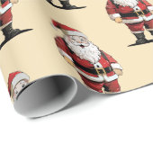 Retro Santa Kerstmis Wrapping Papier (Rol Hoek)