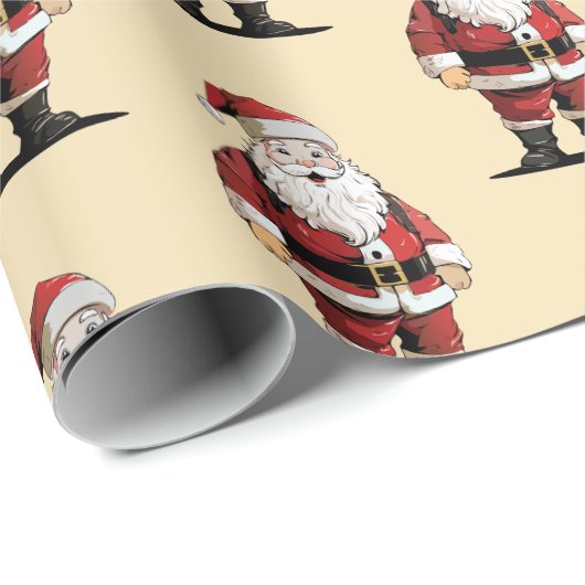 Retro Santa Kerstmis Wrapping Papier (Rol Hoek)