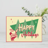 Retro Santa Kerstparty uitnodiging (Staand voorkant)