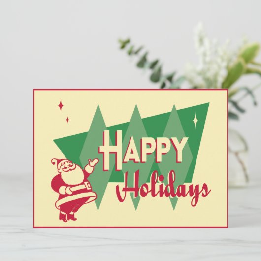 Retro Santa Kerstparty uitnodiging (Staand voorkant)