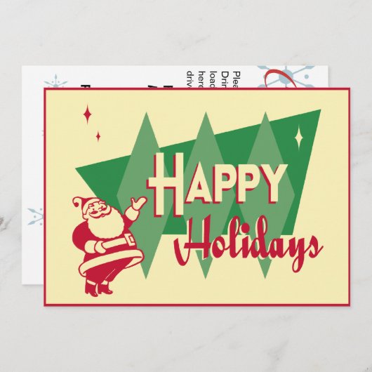 Retro Santa Kerstparty uitnodiging (Voorkant / Achterkant)