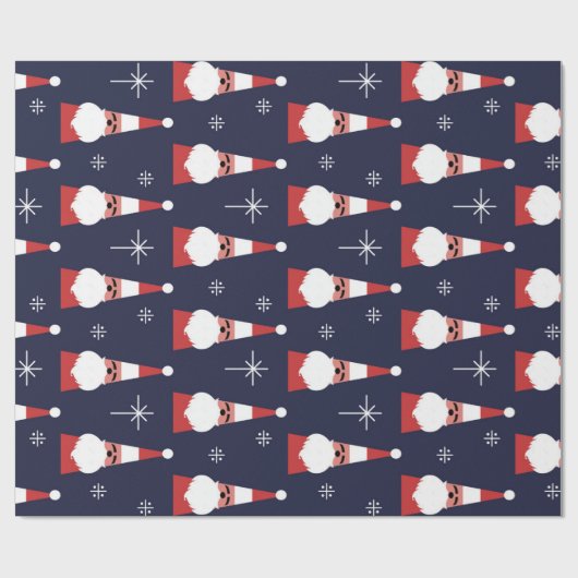 Retro Santa Kerstrood Patroon Cadeaupapier (Vlak)