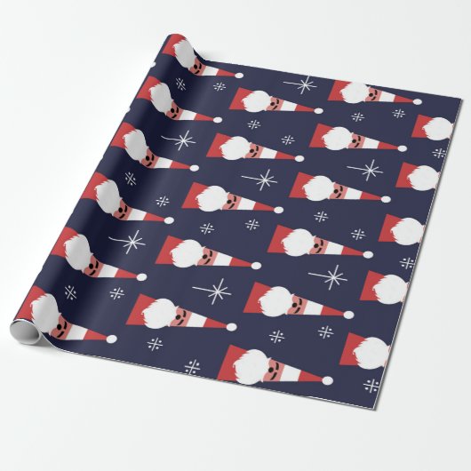 Retro Santa Kerstrood Patroon Cadeaupapier (Uitgerold)