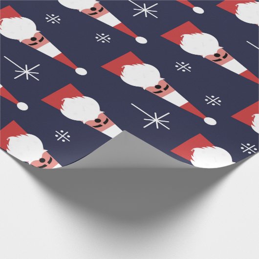 Retro Santa Kerstrood Patroon Cadeaupapier (Hoek)