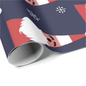 Retro Santa Kerstrood Patroon Cadeaupapier (Rol Hoek)