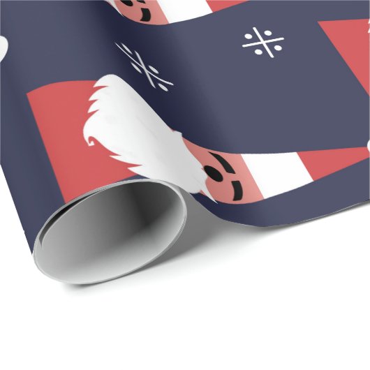 Retro Santa Kerstrood Patroon Cadeaupapier (Rol Hoek)