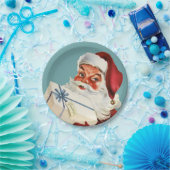 Retro Santa klassiek kerstcadeau Papieren Bordje (Feest)