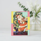 Retro Santa, Koekjes en Melk, en Dansende Poodle Briefkaart (Staand voorkant)