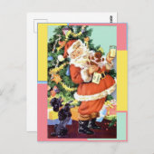 Retro Santa, Koekjes en Melk, en Dansende Poodle Briefkaart (Voorkant / Achterkant)