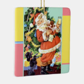 Retro Santa, Koekjes en Melk, en Dansende Poodle Keramisch Ornament (Rechts)