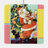 Retro Santa, Koekjes en Melk, en Dansende Poodle Keramisch Ornament (Achterkant)