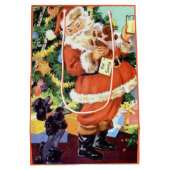 Retro Santa, Koekjes en Melk, en Dansende Poodle Medium Cadeauzakje (Achterkant)