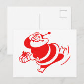 Retro Santa loopt rood en wit Briefkaart (Voorkant / Achterkant)