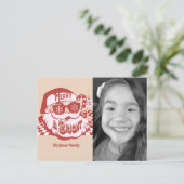 Retro Santa Merry Bright Groovy kerstfoto Briefkaart (Staand voorkant)