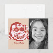 Retro Santa Merry Bright Groovy kerstfoto Briefkaart (Voorkant / Achterkant)