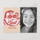 Retro Santa Merry Bright Groovy kerstfoto Briefkaart (Voorkant)