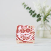 Retro Santa Merry Bright Kerstmis bedankt Vierkante Visitekaartje (Staand voorkant)