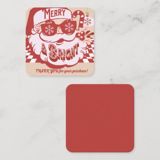Retro Santa Merry Bright Kerstmis bedankt Vierkante Visitekaartje (Voorkant / Achterkant)
