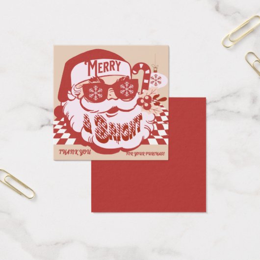 Retro Santa Merry Bright Kerstmis bedankt Vierkante Visitekaartjes (Kantoor)