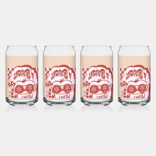 Retro Santa Merry en Bright Groovy Blikvorm Glas (Achterkant)